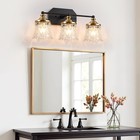 Vintage Bathroom Vanity Light Fixtures  Black And Gold 3-light Vanity Light     