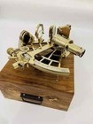 Nautical 9  Brass Hand-made Polished Brass Sextant With Wooden Box   Navigation