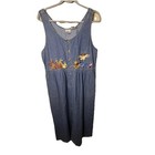 Winnie The Pooh Disney Embroidered Denim Jean Dress Jumper Tug Of War L Xl Vtg
