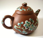 Chinese Miniature Yixing Zisha Enamelled Teapot  Restored 