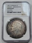 1857 Germany Saxony Silver 2 Thaler Ngc Au Details Arms Reverse Cleaned  v931