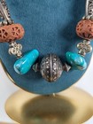 Vintage Necklace Large Turquoise  Silver And Beaded   Boho Chunky Unknown Origin