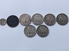 Vintage Us Silver Coin Lot - 8 Silver Coins  Total  Many Half Dollars And A Dime
