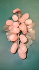 Vintage Mcm Stone Mineral Grapes Rose Quartz With Carved Stone Jade Leaves