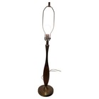 Vintage Mcm Sculpted Walnut Wood   Brushed Brass Table Lamps 24   read