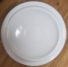 Vtg White Enamelware Stockpot Red Trim Wood Grip Wire Handle Lid 10 1 4x7 1 2 