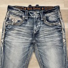 Rock Revival Ashton Slim Boot Embroidered Distressed Denim Jeans - Men s Size 32
