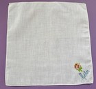 Vintage Hanky Sweet Embroidered  mother  Monogram With Floral Bouquet 1930s