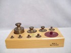 Vintage West Germany Brass Balance Weight Set Wooden Holder
