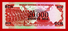 Nicaragua 20k On 20 C  rdoba 1987 Unc Overprint Note Commander G p  Ordonez P-147