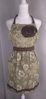 Womens Apron Lot 2 Full Striped Brown Bear Folk Artsy Green Cottagecore Vintage
