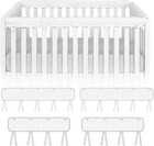 4 Piece White- Crib Rail Cover Protector Safe Teething Guard Wrap Standard Size