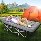 Folding Camping Cot W mat For Adults  Heavy Duty Outdoor Bed -quick Deals