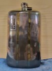 Old 9 Oz 7 25x4  Sterling Silver 14k Gold Inlay Art Deco Whiskey Flask 10 Fl Oz 