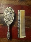 Vintage Silver Plated Dresser Vanity Set Comb   Brush Roses Butterfly Accents