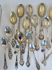 Us States And Cities Collection Of 17 Vintage Sterling Silver Souvenir Spoons
