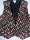 Vintage 80s 90s Embroidered Button Front Vest Folk Art Boho Multicolor Usa Made