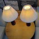 Set Of 2 16  Wooden Table Lamps W  Pleated Shades Bright bazaar By Will Taylor