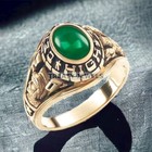 Jade Oval Cut With 925 Sterling Silver Gold Plated Ring For Men s  756