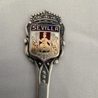 Vintage Sevilla Spain 900 Silver Souvenir Spoon Enamel Coat Of Arms Nodo