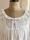 Edwardian Victorian Nightgown With Lace Inset Neckline Short Sleeves Size M l