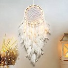  White Feathers Dream Catcher Wall Hanging Elegant Wall Art Room Decoration 