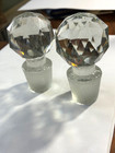 Vtg Crystal Gray Glass Wine Stopper Bottle Decanter Topper  only  Facetted  2 5 