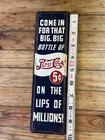 Rare Vintage 1940s Pepsi Cola 5c Bottle Double Dot Soda Pop Door Push Metal Sign