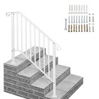 Wrought Iron Handrail Picket Stair Rail For 3 Or 4 Step Handrail Outdoor White