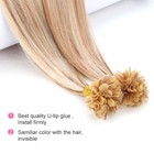 300pcs Nail U Tip Straight 100  Human Hair Extensions Pre-bonded Keratin 14 -24 