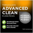 Dentek Triple Clean Advanced Clean Floss Picks  No Break   No Shred Floss  90 