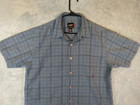 O neill Mens Blue Short Sleeve Collared Button Shirt Logo Square Pattern Size L
