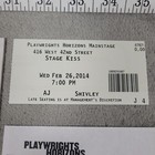 Stage Kiss Playbill 2014 Off-broadway  Todd Almond  Clea Alsip  W  Ticket   Slip