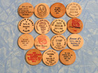 Lot Of 15 Vintage Connecticut Wooden Nickels Tokens Wood Coin Collection Ct