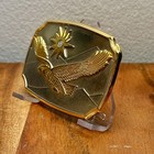 Vintage Silver   Gold Tone American Eagle Spirit Of America 3 75    Belt Buckle