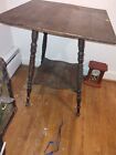 American Classical Bobbin Leg Wood 2-tier Turned Leg Side Table  19th Century