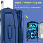 3 Piece Softside Luggage Set 22 26 30in Expandable Spinner Suitcase Blue