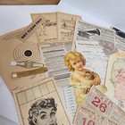 35 Piece Ephemera Paper Neutral Tan Color Lot Vintage Tickets Stamps Labels C20