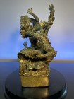 8 In China Chinese Feng Shui  Solid Bronze  two Dragon Palace Statue 