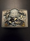 Vintage Sea World Amusement Park Shamu Killer Whale Shark Lewis Belt Buckle  51