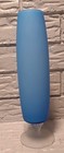 Vtg Tall Glass Vase Satin Finish Blue On White Twisted Stem Flared Base 11    E 