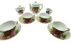 Vintage Hand Painted Lusterware 13 Piece Childs Tea Set Teapot Cup Saucer