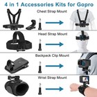 4 In 1 Gopro Hero 13-3 Accessory Kit  Chest Harness  Head Strap  Wrist Mount    