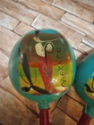 2 Vintage Hand Painted Mexican Maracas Gourd Shaker Music Mexico 9   