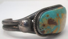 Vintage Navajo Sterling Silver Cuff Bracelet Begay Green Turquoise Signed
