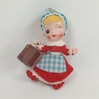 Vintage 1950s Jill Velvet Flocked Plastic Blow Mold Christmas Ornament Kitschmas