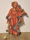 Vintage 8  Wooden Pull String Musical Instrument Christmas Angel Ornament