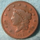 1837 Coronet Head Large Cent   Old Us Coin  632