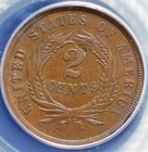 1864 Two Cent Pieces Anacs Au-53 Details Large Motto