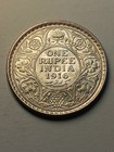 1916 British India Silver One Rupee